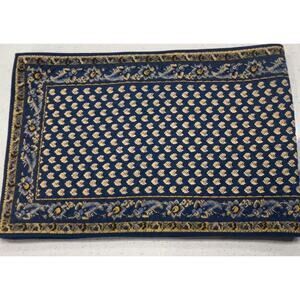 Williams Sonoma Quilted 2 sided Table Runner Marseille Blue/Yellow 98.5” x 16"